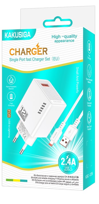 Caricatore lightning USB 5V/2.4A 12W bianco KSC-1236