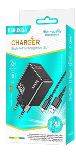 Caricabatterie a porta singola USB-A: 5V/2.4A 12W tipo Lightning EU nero KSC-1236