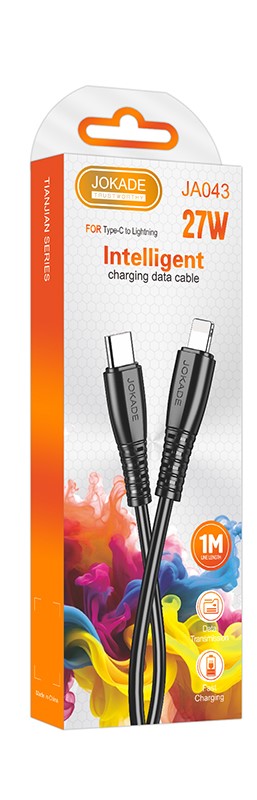 Cavo per ricarica e sincronizzazione USB type C -Lightning 1m nero PD27W 5A JA043