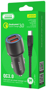 Caricabatterie per auto 2xUSB con cavo USB type C JH004 6924042123448 F4135