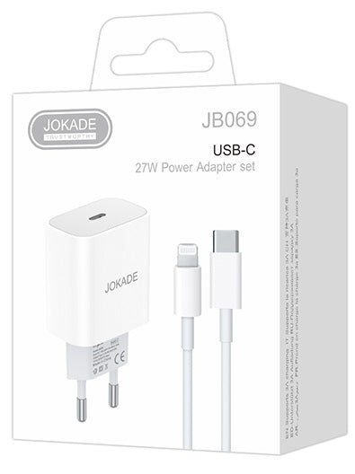 Caricabatterie con cavo USB tipo C / Lightning ricarica rapida 3A 27W bianco JB069 6921042139098 F2980