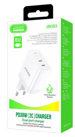 Caricabatterie 2 porte Type-C ricarica rapida bianco JB083