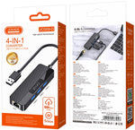Adattatore hub USB 4 in 1 3xUSB 3.0 e 1xRJ45 Gigabit nero JC009-D 6921042137957 F4815
