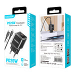Caricabatterie USB-C PD 20W nero con cavo Type-C 1m KSC-1251 69210421415210 F4615