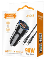 Alimentatore caricabatterie da auto USB/Type-c con cavo Type-C 90W 20V/3A nero JH048