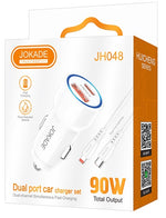 Alimentatore caricabatterie da auto USB/Type-c con cavo Lightning 90W 20V/3A bianco JH048
