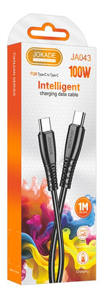 Cavo per ricarica e sincronizzazione USB type C -  type C  1m nero PD100W 5A JA043