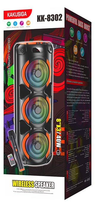 Cassa acustica 3x8" 40W Bluetooth/Scheda SD/USB con telecomando e microfono 6921042142173 KK-8302