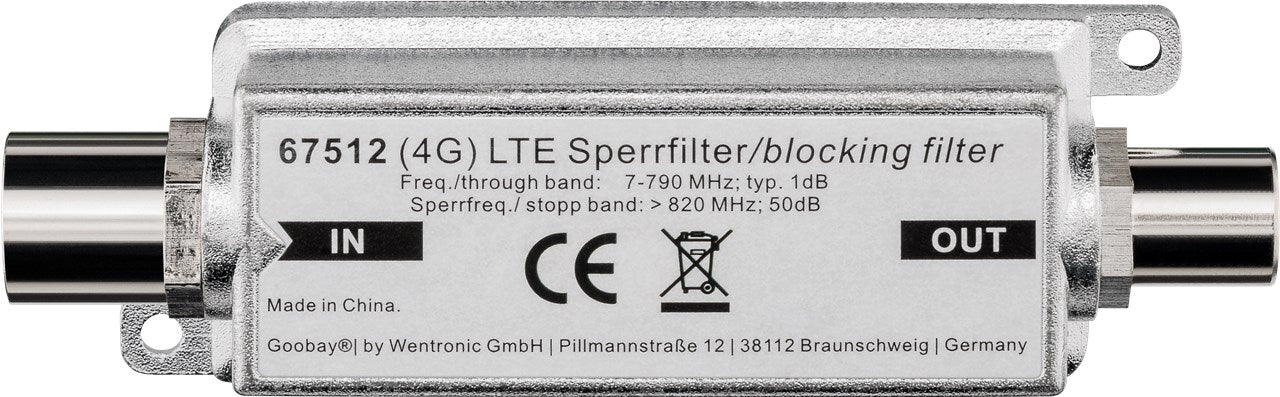 Filtro di blocco LTE/4G spina coassiale a presa coassiale