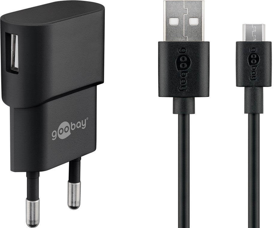 Set di ricarica Micro-USB 5 W Alimentazione con cavo Micro-USB 1 m nero