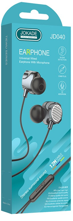 Cuffie auricolari con microfono 1.2m nere JD040 6921042126371 F4120