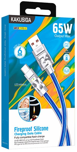 Cavo per alimentazione e sincronizzazione USB Type-C 1m 65W blu KSC-956 6921042132938 F4655