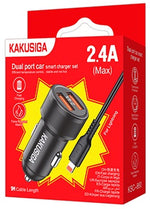 Caricabatterie da auto ricarica rapida 2xUSB 5V 2.4A con cavo Lightning KSC-860