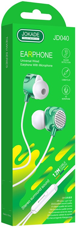 Cuffie auricolari con microfono 1.2m verdi JD040 6921042126357 F4110