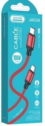 Cavo per ricarica e sincronizzazione USB type C 1m 5A rosso JA034