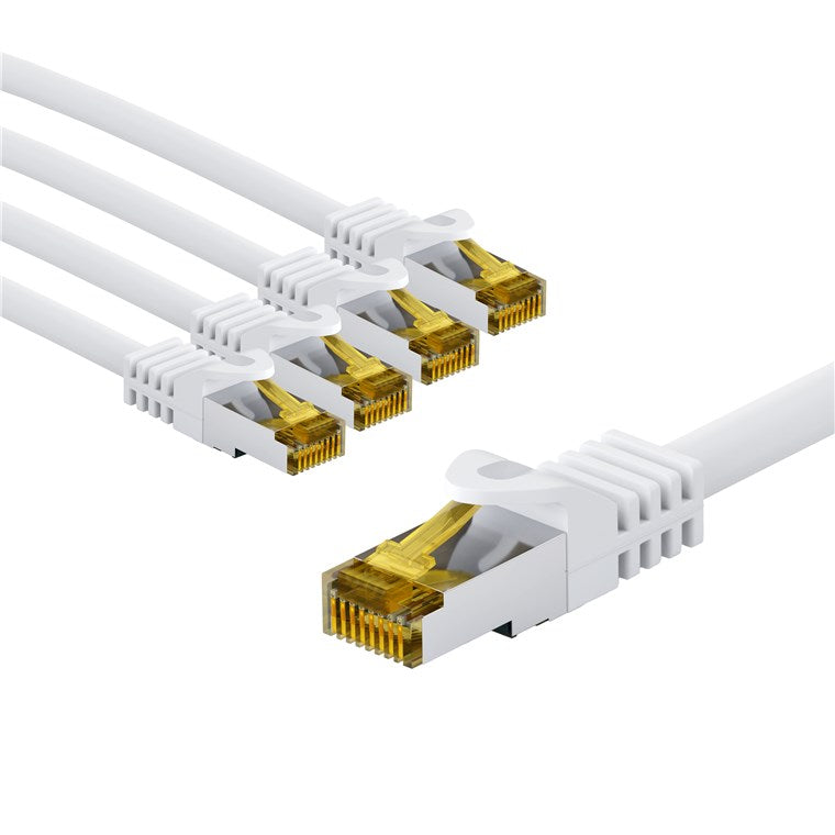 RJ45 cavo patch CAT 6A S/FTP PiMF 500 MHz con cavo grezzo CAT 7 1 m bianco kit di 5