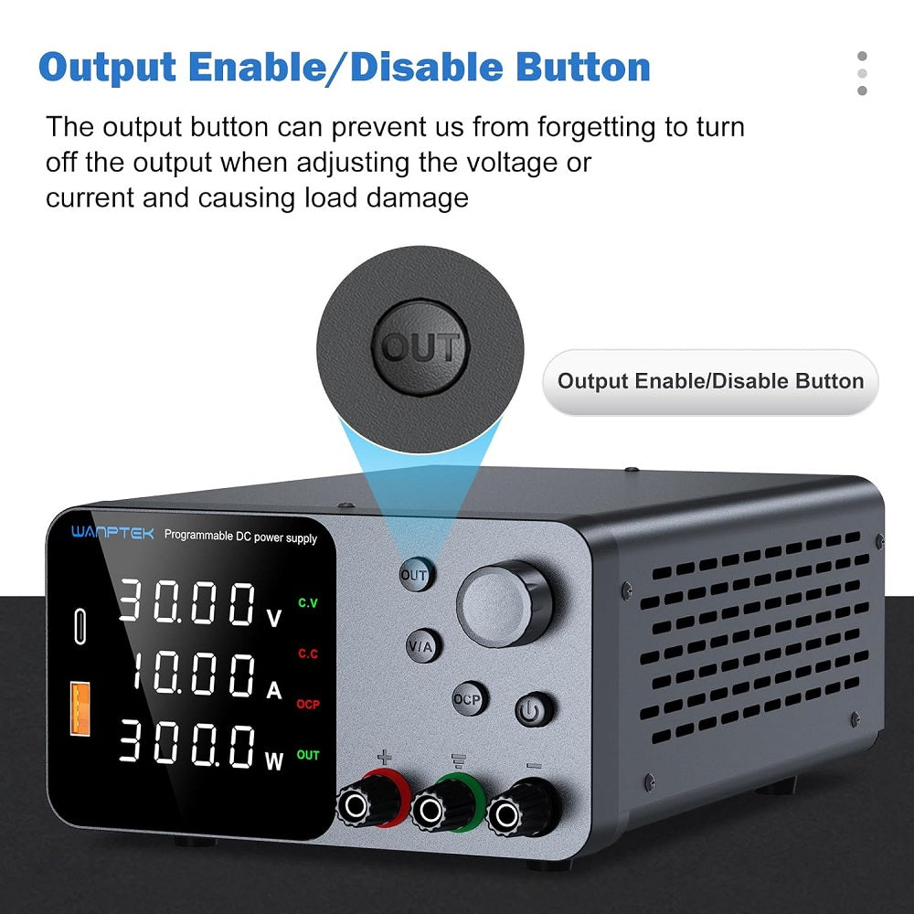Alimentatore da banco 30V 10A 300W con regolatore di tensione CC USB/TYPE-C 18W TPS3010 A1400