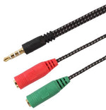 Adattatore audio telato 20cm 1x jack 3.5mm maschio 2x jack 3.5mm femmina microfono-cuffie
 A1609