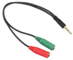 Adattatore audio telato 20cm 1x jack 3.5mm maschio 2x jack 3.5mm femmina microfono-cuffie
 A1609