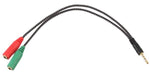 Adattatore audio telato 20cm 1x jack 3.5mm maschio 2x jack 3.5mm femmina microfono-cuffie
 A1609