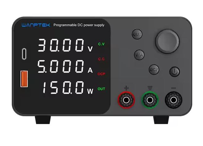 Alimentatore da banco 30V 5A 150W con regolatore di tensione CC USB/TYPE-C 18W TPS305 A2150