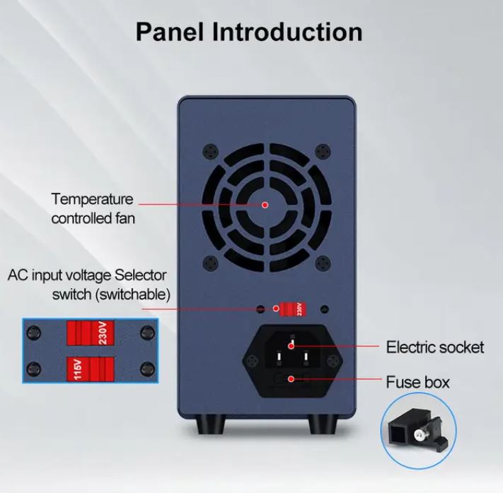 Alimentatore da banco 32V 5A 160W con regolatore di tensione CC USB 18W GC305H A2300