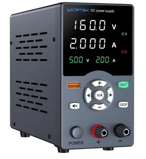 Alimentatore da banco 32V 5A 160W con regolatore di tensione CC USB 18W