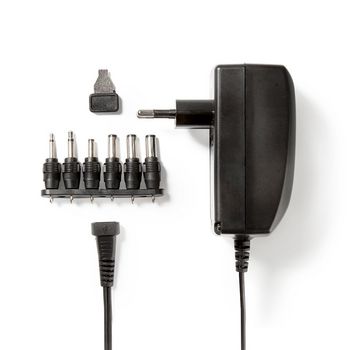 Universal AC Power Adapter | 27W | 3 - 12 V DC | 1.80 m | 2.25 A | 6 plug(s) | Black