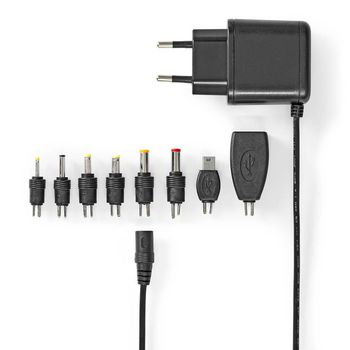 Universal AC Power Adapter | 12.5W | 5V DC | 1.60 m | 2.5 A | 8 plug(s) | Black