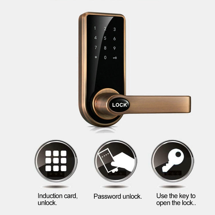 Password + chiave + scheda sensore Serratura elettronica in bronzo rosso in lega di zinco Serratura con codice elettronico touch screen, OS8818-JS, OS8818-QGT Bronze, OS8818-HGT Red Bronze