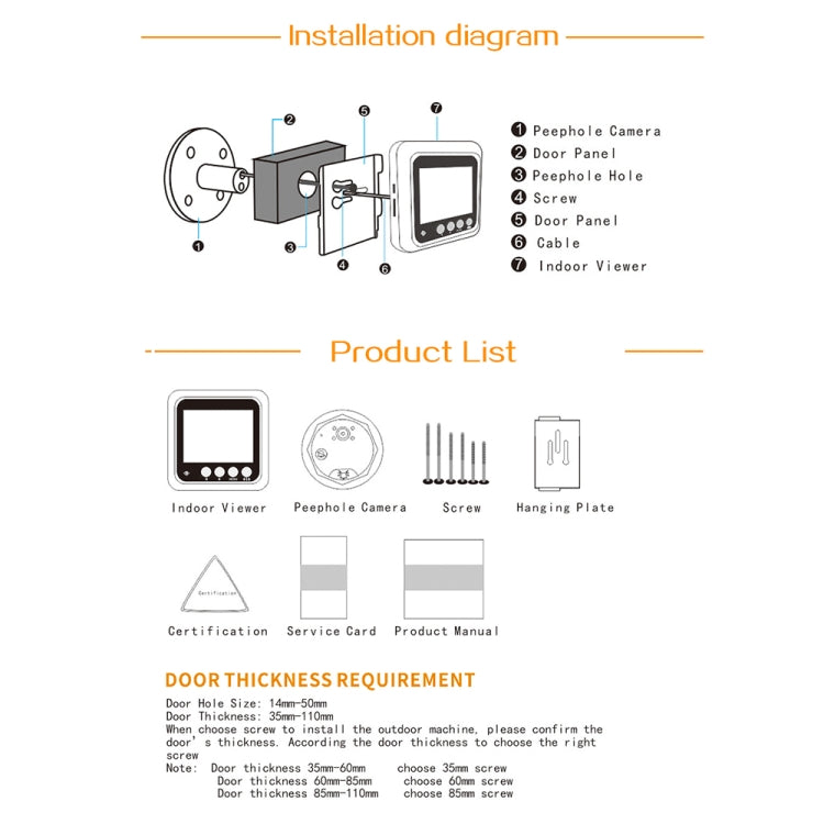 Danmini W5 Schermo 2,4" per Campanello Video 2MP