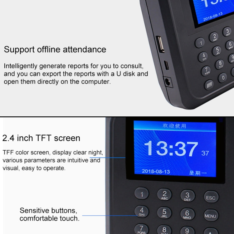 F01 Macchina per la rilevazione presenze con impronte digitali con schermo TFT da 2,4 pollici, presa americana, ACS2685EU, ACS2685UK, ACS2685US