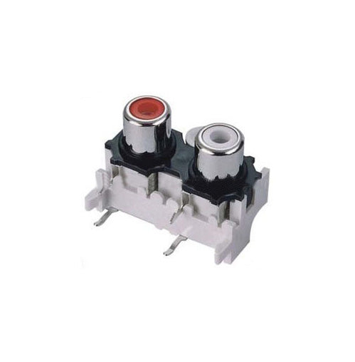 Connettore orizzontale stereo RCA femmina per PCB - nero