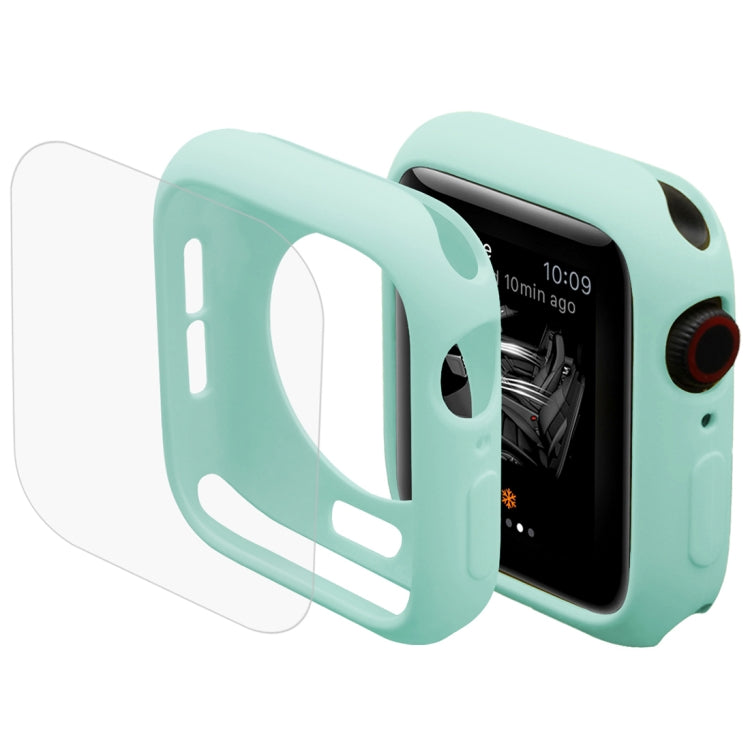 ENKAY Hat-Prince 2 in 1 Guscio protettivo semi-rivestito in TPU + Proteggi schermo HD curvato a caldo in PET a schermo intero 3D per Apple Watch Serie 5 e 4 40mm, 40mm