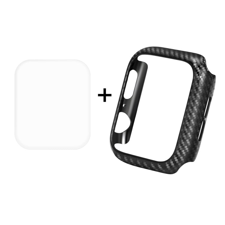 ENKAY Hat-Prince 2 in 1 Guscio protettivo semi-rivestito in fibra di carbonio con texture TPU + Proteggi schermo HD curvo con piegatura termica a schermo intero 3D per Apple Watch Serie 5 e 4 40 mm, For Apple Watch Series 6 / 5 / 4 / Watch SE 40mm