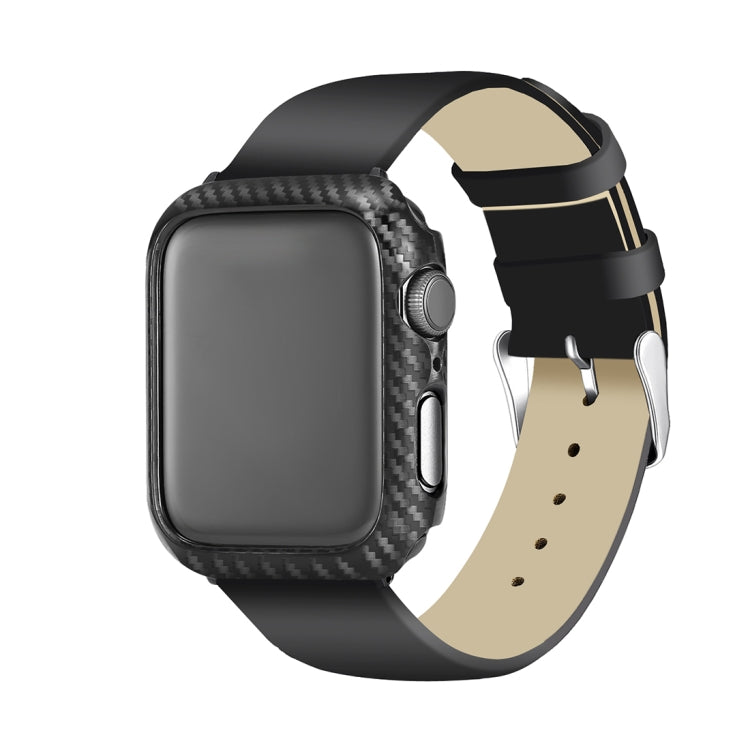ENKAY Hat-Prince 2 in 1 Guscio protettivo semi-rivestito in fibra di carbonio con texture TPU + Proteggi schermo HD curvo con piegatura termica a schermo intero 3D per Apple Watch Serie 5 e 4 40 mm, For Apple Watch Series 6 / 5 / 4 / Watch SE 40mm