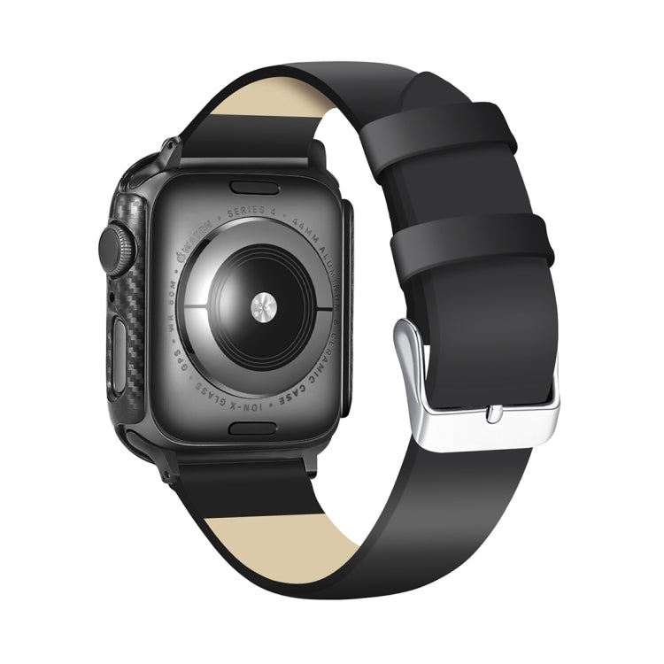 ENKAY Hat-Prince 2 in 1 Guscio protettivo semi-rivestito in fibra di carbonio con texture TPU + Proteggi schermo HD curvo con piegatura termica a schermo intero 3D per Apple Watch Serie 5 e 4 40 mm, For Apple Watch Series 6 / 5 / 4 / Watch SE 40mm