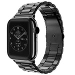 Per Apple Watch Serie 8 e 7 41 mm / SE 2 e 6 e SE e 5 e 4 40 mm / 3 e 2 e 1 38 mm con fibbia pieghevole e cinturino in acciaio inossidabile con 3 perline