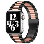Per Apple Watch Serie 8 e 7 41 mm / SE 2 e 6 e SE e 5 e 4 40 mm / 3 e 2 e 1 38 mm con fibbia pieghevole e cinturino in acciaio inossidabile con 3 perline