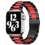 Per Apple Watch Serie 8 e 7 41 mm / SE 2 e 6 e SE e 5 e 4 40 mm / 3 e 2 e 1 38 mm con fibbia pieghevole e cinturino in acciaio inossidabile con 3 perline
