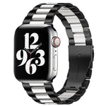 Per Apple Watch Serie 8 e 7 41 mm / SE 2 e 6 e SE e 5 e 4 40 mm / 3 e 2 e 1 38 mm con fibbia pieghevole e cinturino in acciaio inossidabile con 3 perline