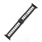 Per Apple Watch Serie 8 e 7 41 mm / SE 2 e 6 e SE e 5 e 4 40 mm / 3 e 2 e 1 38 mm con fibbia pieghevole e cinturino in acciaio inossidabile con 3 perline