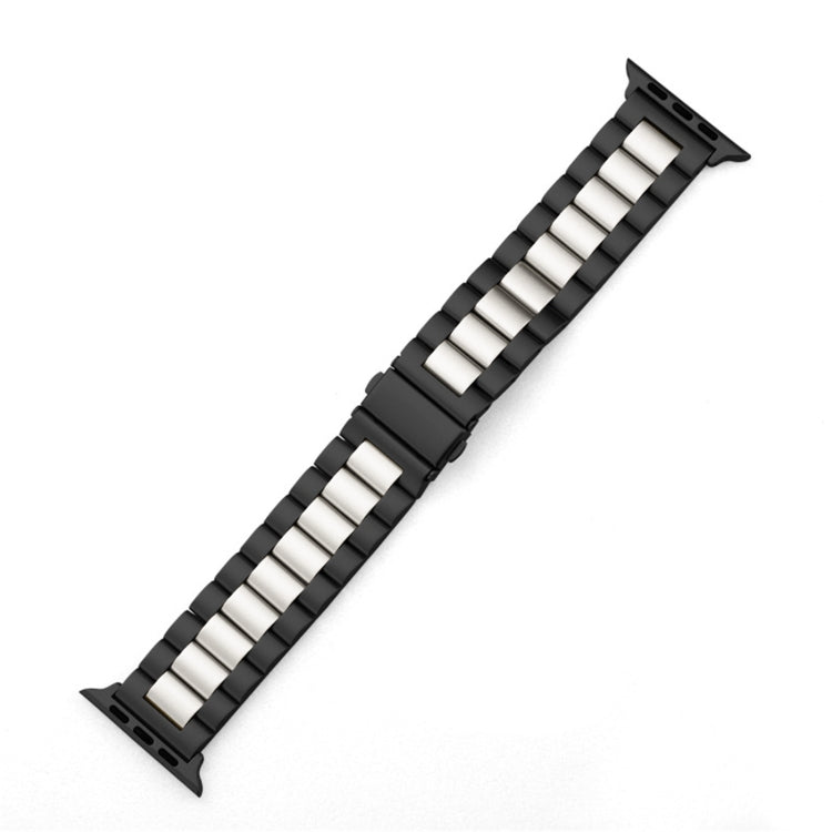 Per Apple Watch Serie 8 e 7 41 mm / SE 2 e 6 e SE e 5 e 4 40 mm / 3 e 2 e 1 38 mm con fibbia pieghevole e cinturino in acciaio inossidabile con 3 perline