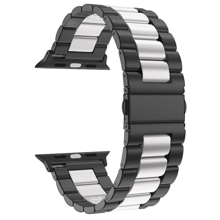 Per Apple Watch Serie 8 e 7 41 mm / SE 2 e 6 e SE e 5 e 4 40 mm / 3 e 2 e 1 38 mm con fibbia pieghevole e cinturino in acciaio inossidabile con 3 perline