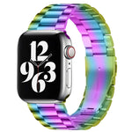 Per Apple Watch Serie 8 e 7 41 mm / SE 2 e 6 e SE e 5 e 4 40 mm / 3 e 2 e 1 38 mm con fibbia pieghevole e cinturino in acciaio inossidabile con 3 perline