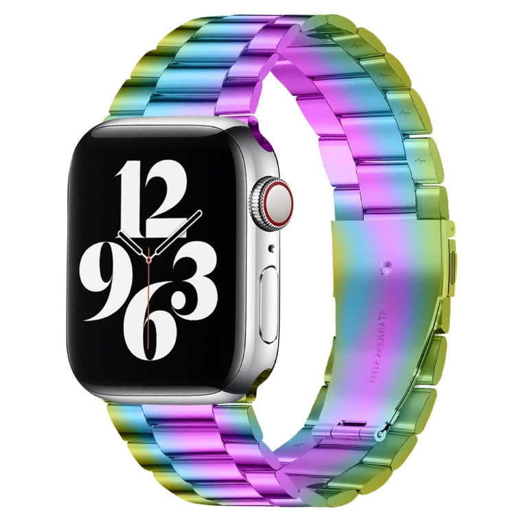 Per Apple Watch Serie 8 e 7 41 mm / SE 2 e 6 e SE e 5 e 4 40 mm / 3 e 2 e 1 38 mm con fibbia pieghevole e cinturino in acciaio inossidabile con 3 perline