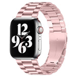 Per Apple Watch Serie 8 e 7 41 mm / SE 2 e 6 e SE e 5 e 4 40 mm / 3 e 2 e 1 38 mm con fibbia pieghevole e cinturino in acciaio inossidabile con 3 perline