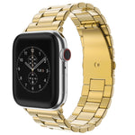 Per Apple Watch Serie 8 e 7 41 mm / SE 2 e 6 e SE e 5 e 4 40 mm / 3 e 2 e 1 38 mm con fibbia pieghevole e cinturino in acciaio inossidabile con 3 perline