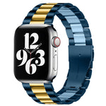 Per Apple Watch Serie 8 e 7 41 mm / SE 2 e 6 e SE e 5 e 4 40 mm / 3 e 2 e 1 38 mm con fibbia pieghevole e cinturino in acciaio inossidabile con 3 perline