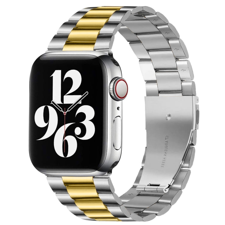 Per Apple Watch Serie 8 e 7 41 mm / SE 2 e 6 e SE e 5 e 4 40 mm / 3 e 2 e 1 38 mm con fibbia pieghevole e cinturino in acciaio inossidabile con 3 perline